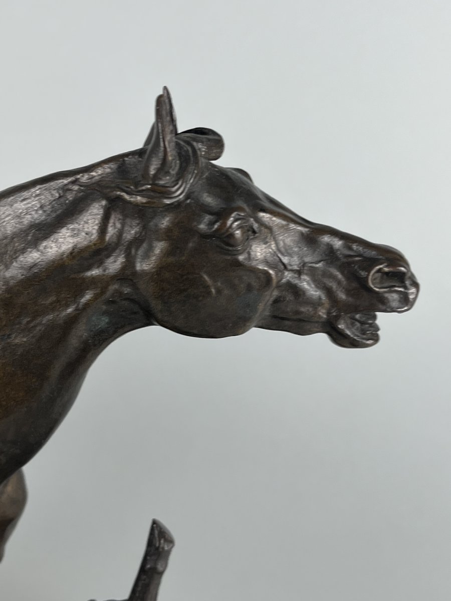 Pierre Jules Mène, Animal Bronze Sculpture, "djinn On Horseback At The Gate"-photo-4