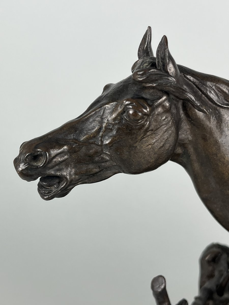 Pierre Jules Mène, Animal Bronze Sculpture, "djinn On Horseback At The Gate"