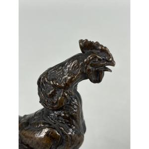 Emmanuel Fremiet, Animal Bronze Sculpture, Crowing Rooster