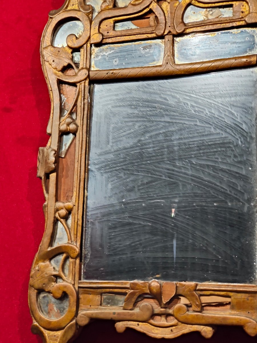 Beaucaire Beaded Mirror In Gilded And Carved Wood Provence Louis XV Period 18th-photo-4