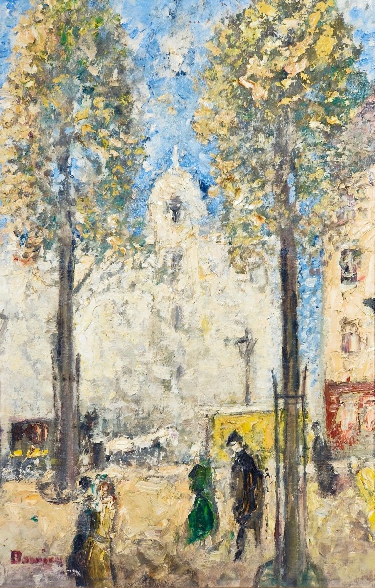 Antony Damien (1858-1943) Pair Of Oil On Panel "view Of Montmartre" In Paris-photo-1