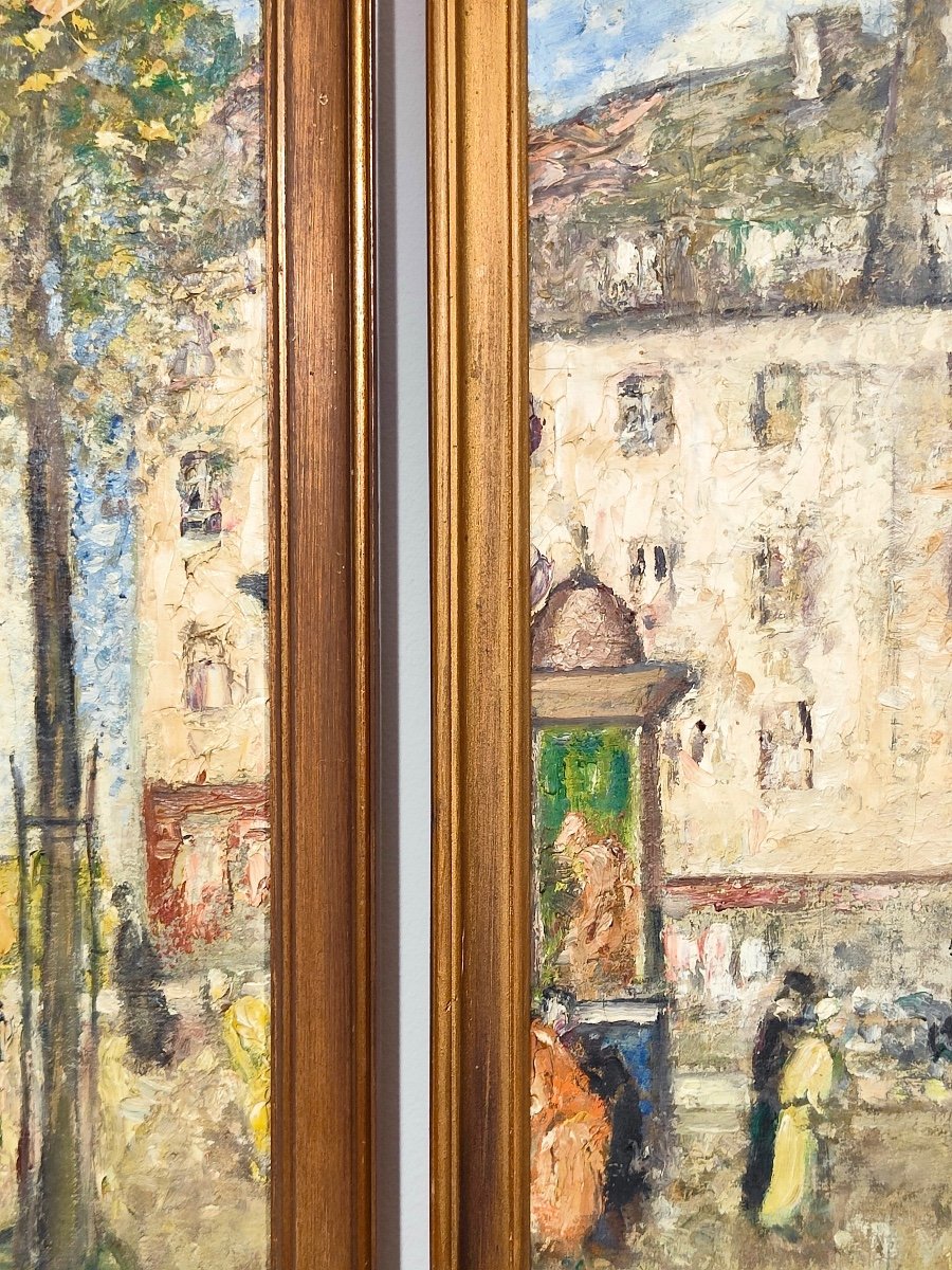 Antony Damien (1858-1943) Pair Of Oil On Panel "view Of Montmartre" In Paris-photo-6
