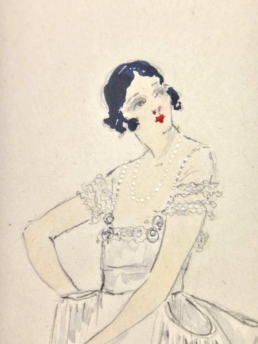 Attributed To Christian Bérard (1902 -1949) Fashion Sketch For The House Of Chanel 1930s-1940s (2)-photo-5