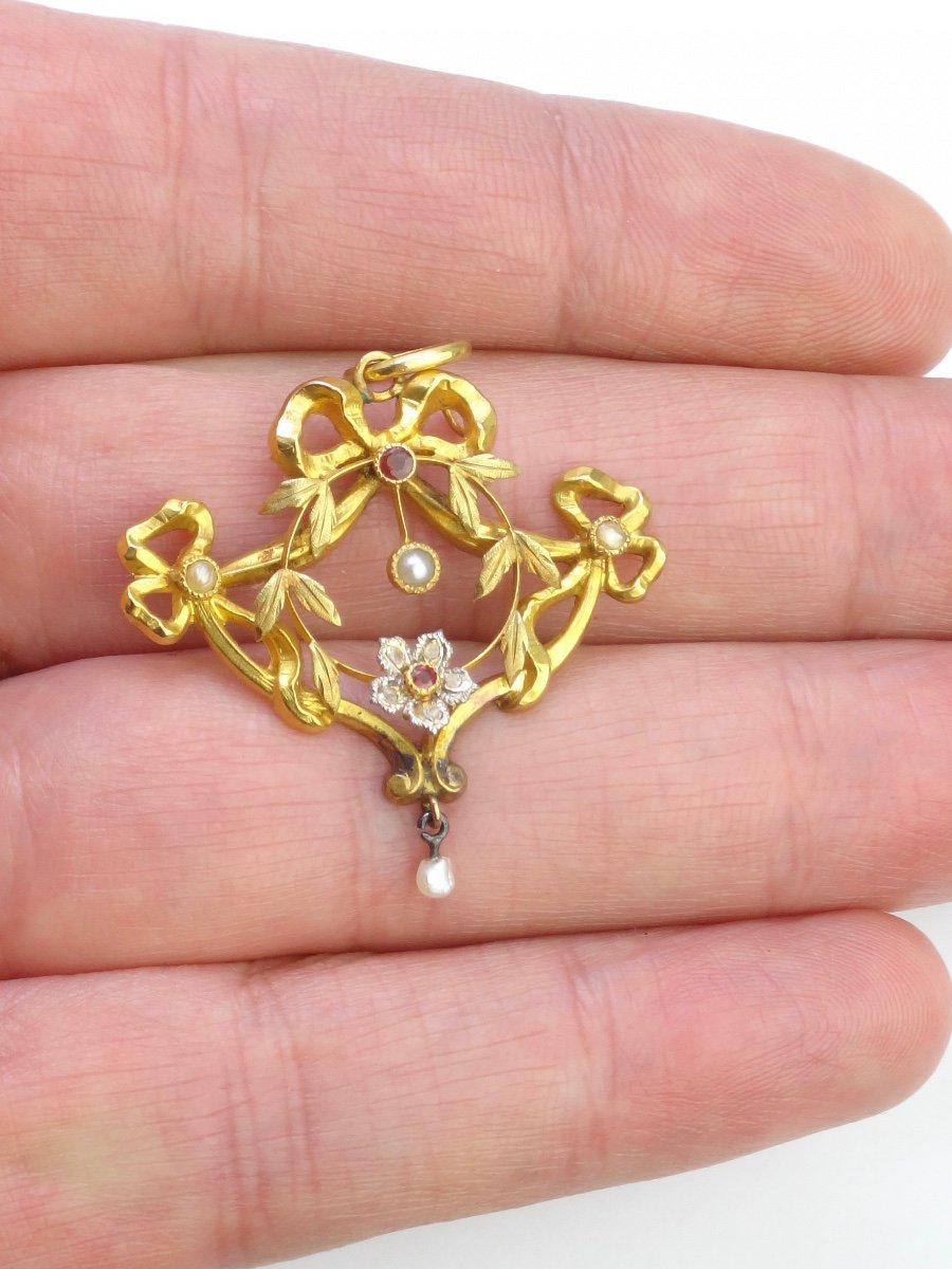 Louis XVI Style Pendant In 18k Gold 19th Century-photo-6