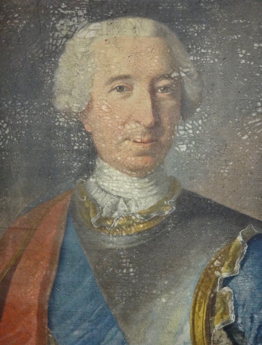 Important portrait de Nicolas Joseph Balthazar de Langlade cadre en bois doré et sculpté époque XVIIIe-photo-3