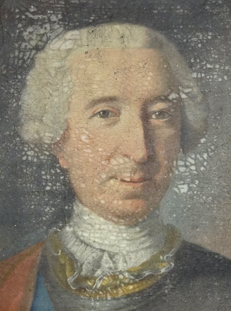 Important portrait de Nicolas Joseph Balthazar de Langlade cadre en bois doré et sculpté époque XVIIIe-photo-4
