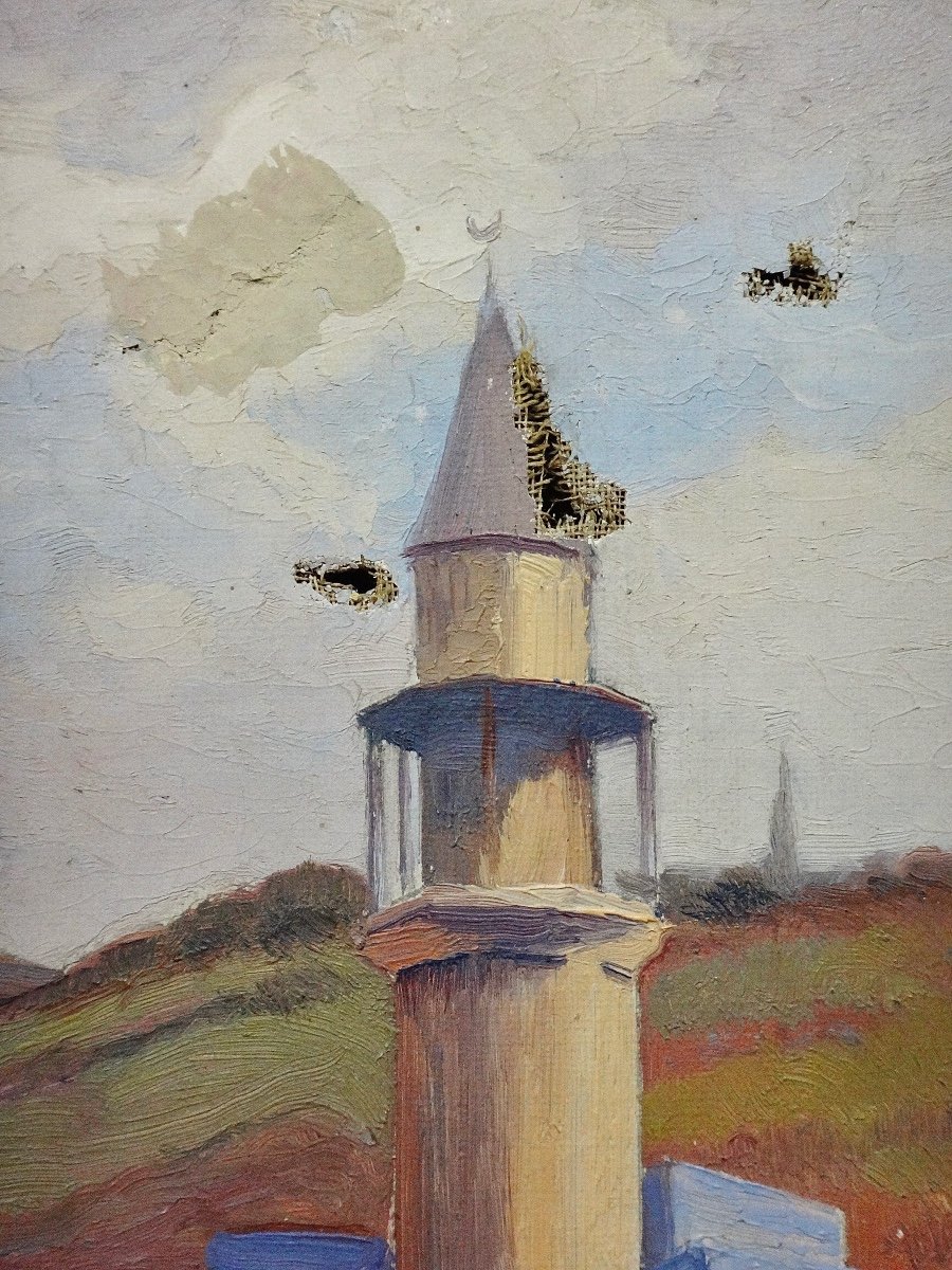 Philippe Long ( 1872-1957 ) Huile Sur Toile Orientaliste Jerusalem " Le Mont Des Oliviers "-photo-6