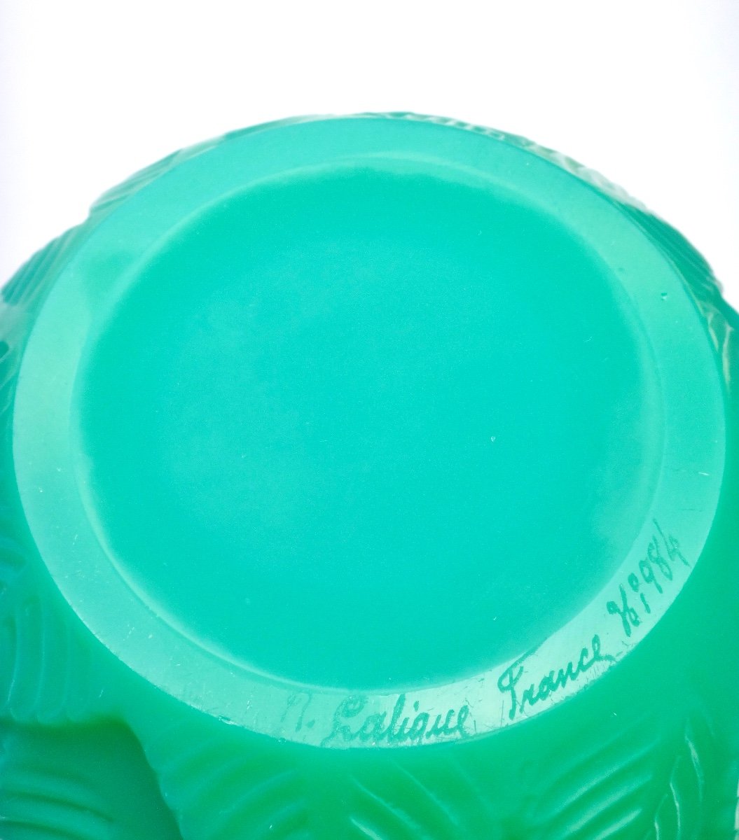 René LALIQUE (1860 - 1945) vase Ormeaux vert jade époque Art Déco 1926-photo-3