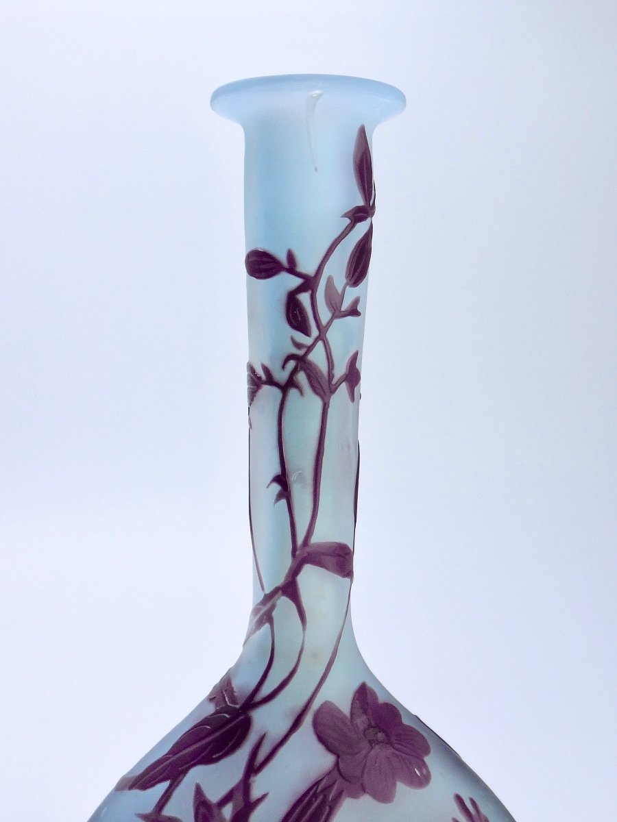 Emile Gallé (1846-1904) Vase soliflore Opalescent époque Art Nouveau 1900 -photo-3
