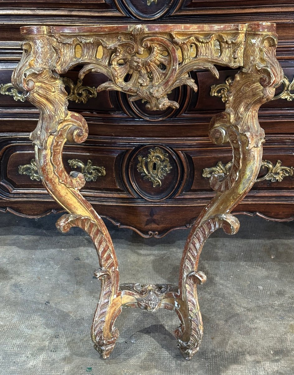 Console En Bois Doré d'époque Louis XV XVIIIe à Restaurer-photo-2