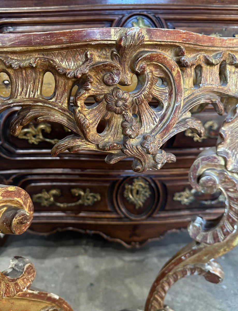 Console En Bois Doré d'époque Louis XV XVIIIe à Restaurer-photo-4