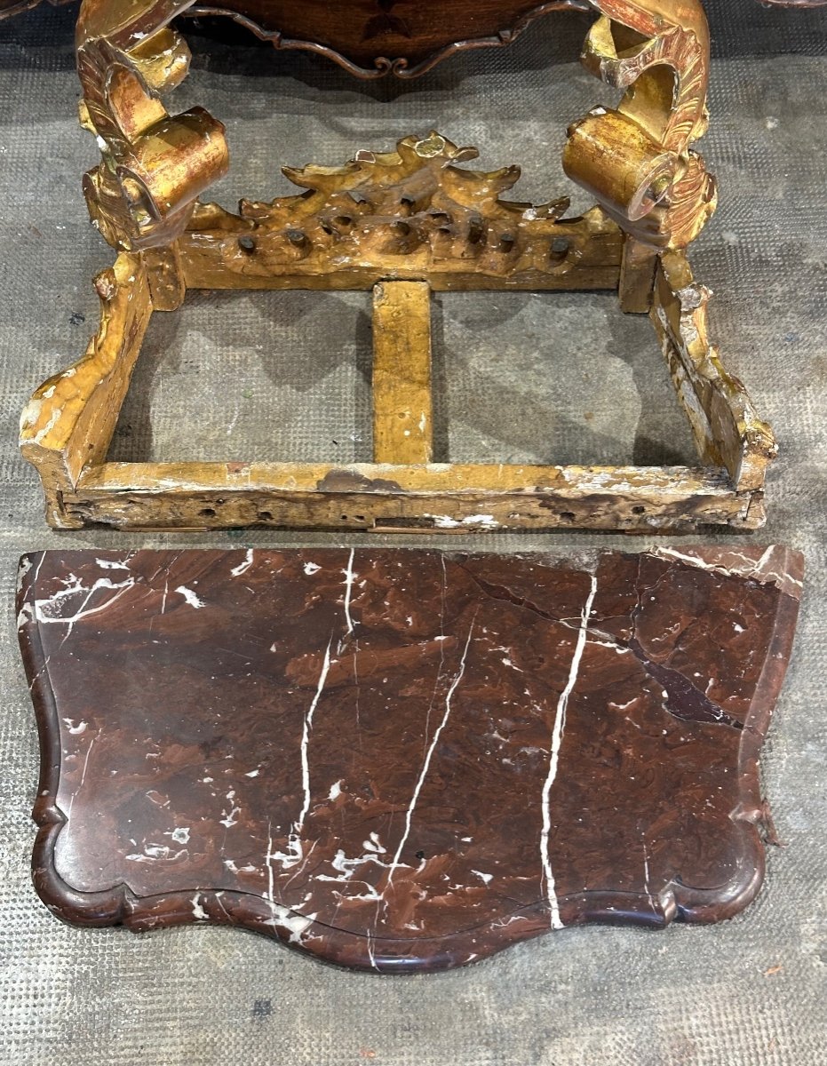 Console En Bois Doré d'époque Louis XV XVIIIe à Restaurer-photo-4