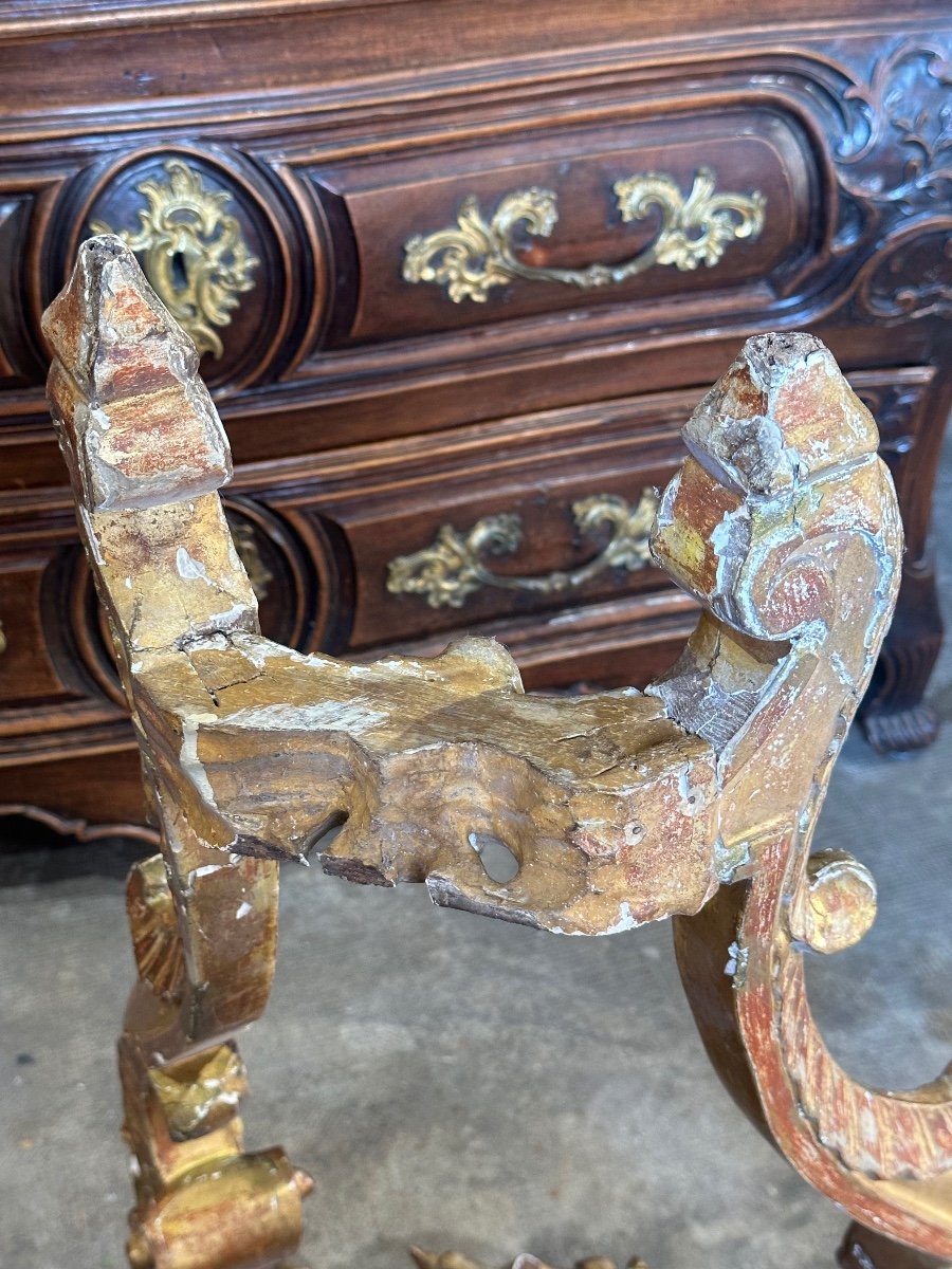 Console En Bois Doré d'époque Louis XV XVIIIe à Restaurer-photo-8