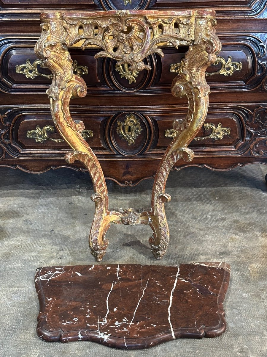 Console En Bois Doré d'époque Louis XV XVIIIe à Restaurer