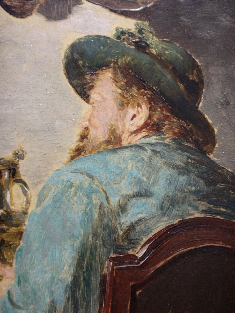 Ernst Karl Georg Zimmermann (1852-1901)  Huile sur Toile "Das Ei des Kolumbus" époque XIXe-photo-4