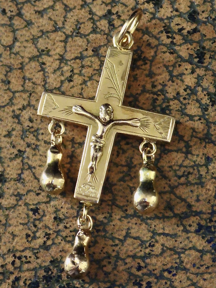 Croix régionale Bretonne en Or massif 18k époque XIXe-photo-4