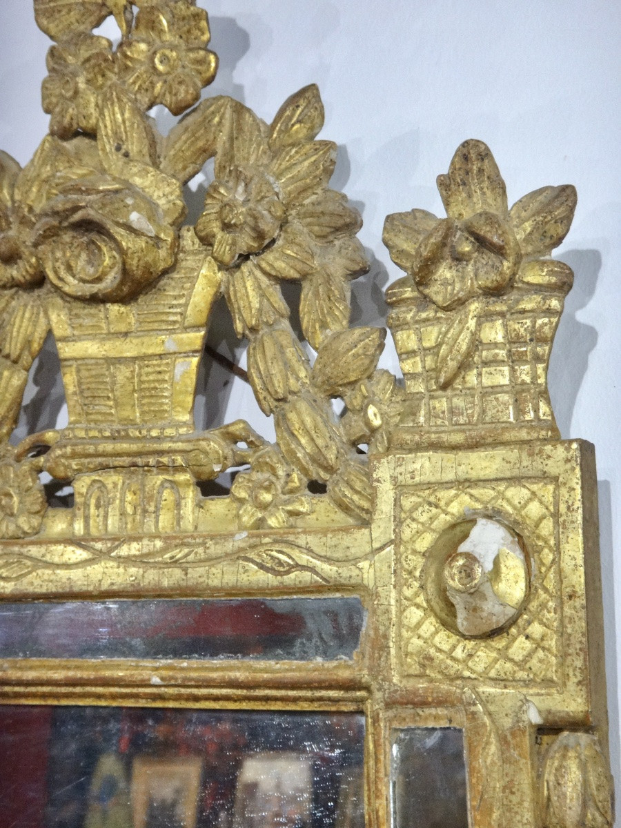 Miroir en Bois doré et sculpté époque Louis XVI XVIIIe-photo-3