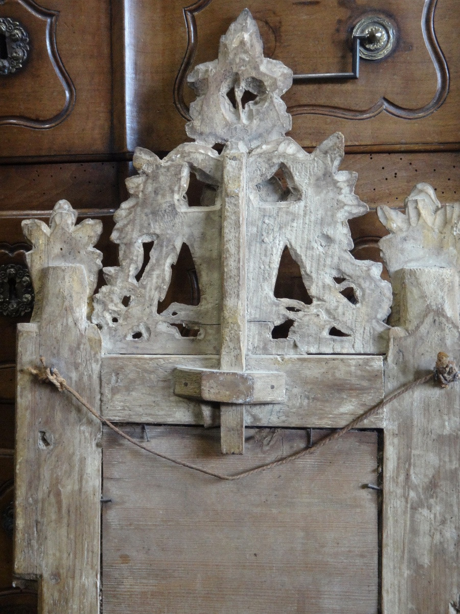 Miroir en Bois doré et sculpté époque Louis XVI XVIIIe-photo-5