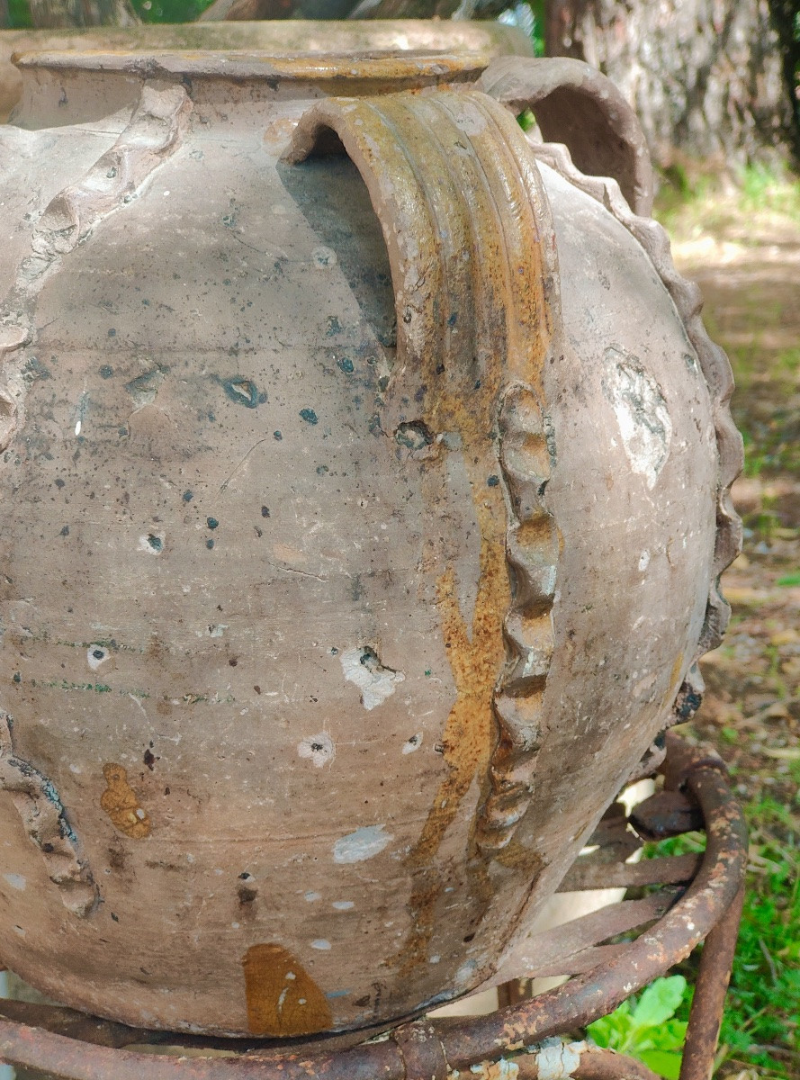 Buire cruche en terre vernissée Poterie d'époque XVIIIe-photo-4