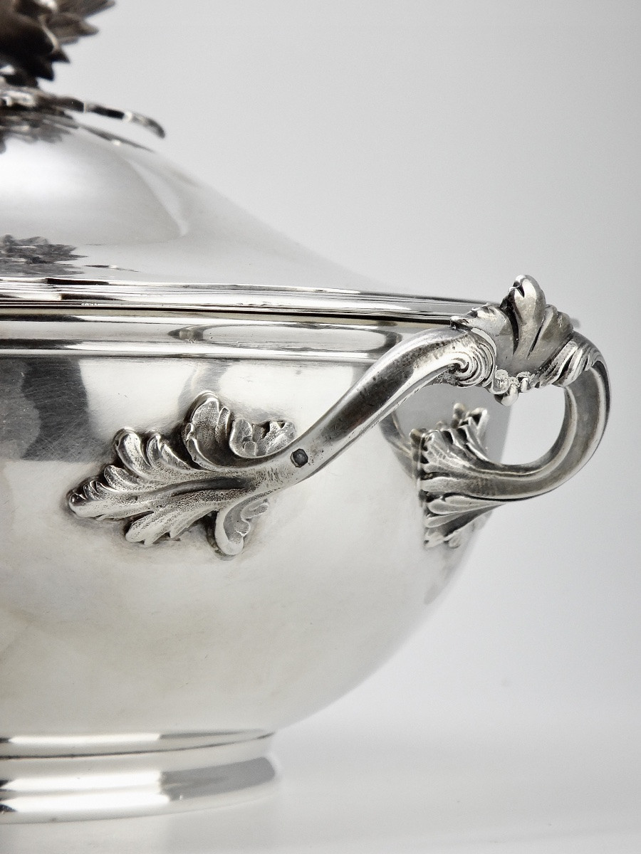 Boulenger à Paris soupière ou légumier en Argent Massif de Style Louis XV époque XIXe-photo-3