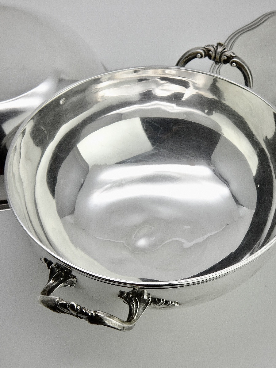 Boulenger à Paris soupière ou légumier en Argent Massif de Style Louis XV époque XIXe-photo-6
