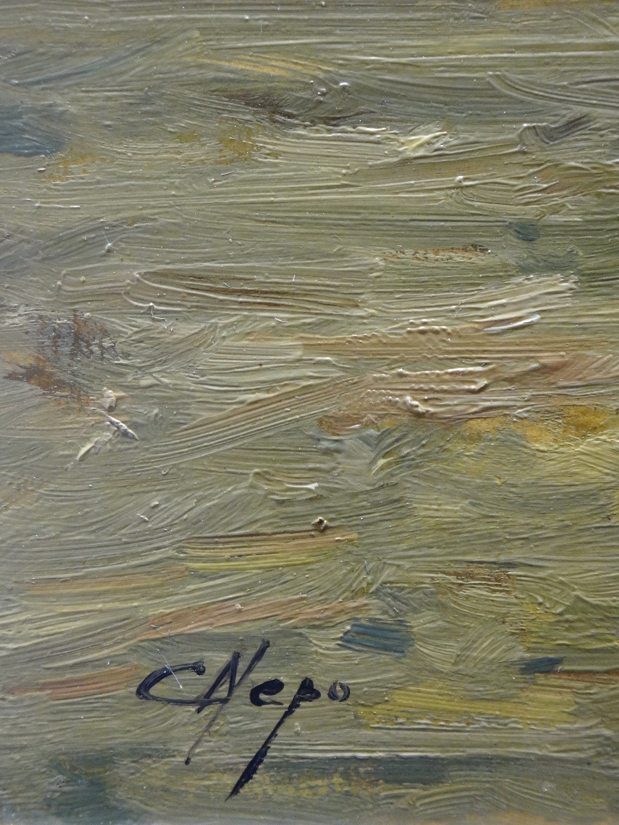 Christian NEPO (1941-2016)  Huile sur bois Scène de marché -photo-3