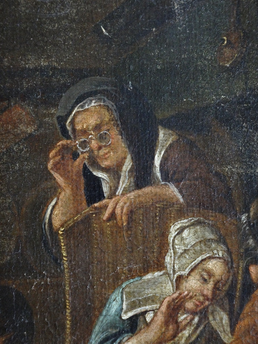 Oil On Canvas Genre Scene Bleeding From The Late 18th Century To Be Restored -photo-4