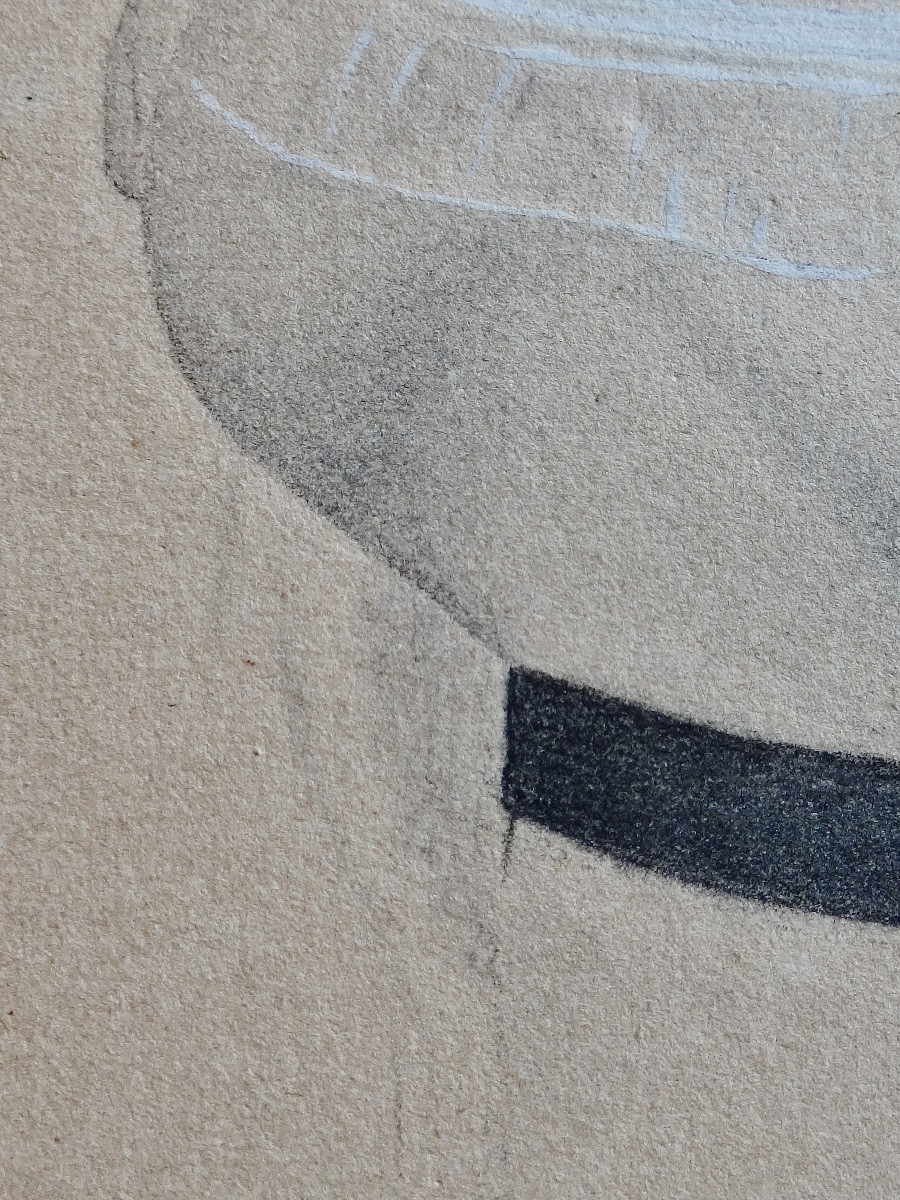 Dessin portrait de Femme au crayon daté 1820 dans le goût de Boilly époque Restauration XIXe -photo-5