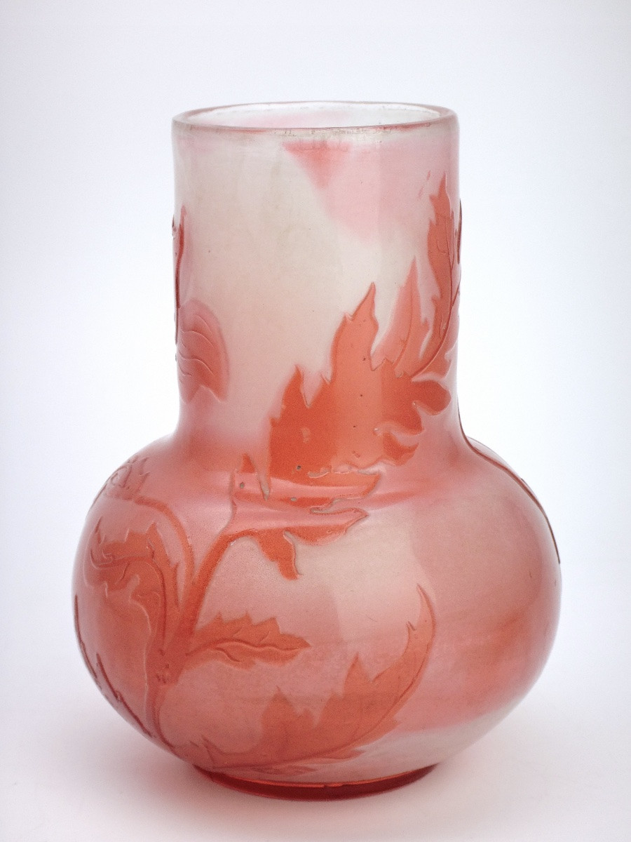 Emile Gallé (1846-1904) Cameo Vase In Pékin Glass Art Nouveau Period 1900 -photo-2