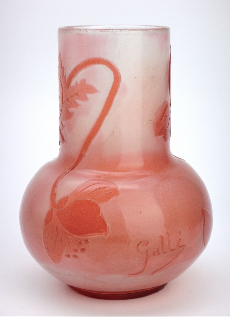 Emile Gallé (1846-1904) Cameo Vase In Pékin Glass Art Nouveau Period 1900 -photo-4