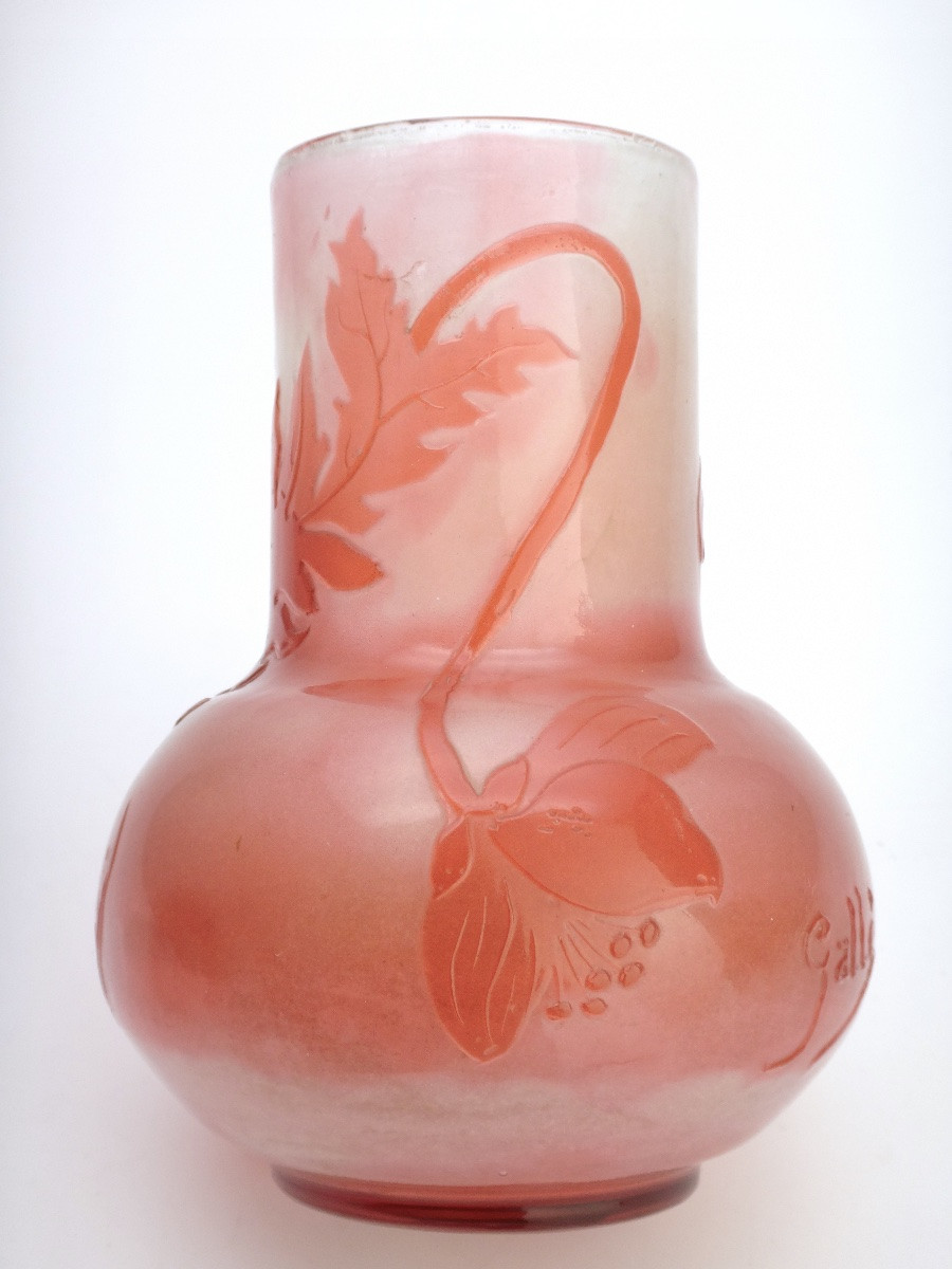 Emile Gallé (1846-1904) Cameo Vase In Pékin Glass Art Nouveau Period 1900 -photo-2