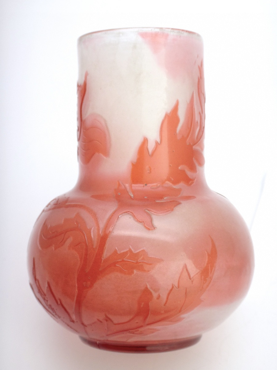Emile Gallé (1846-1904) Cameo Vase In Pékin Glass Art Nouveau Period 1900 -photo-3