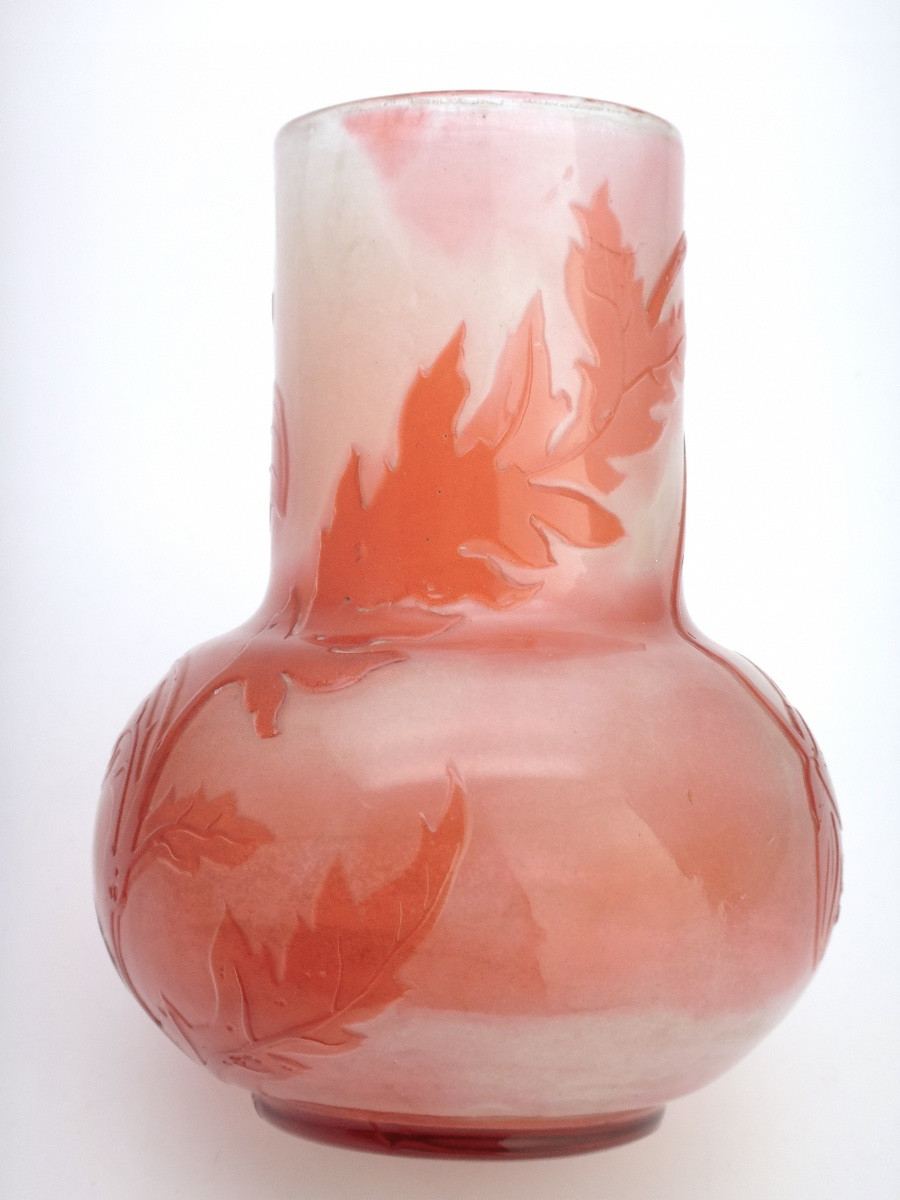 Emile Gallé (1846-1904) Cameo Vase In Pékin Glass Art Nouveau Period 1900 -photo-4