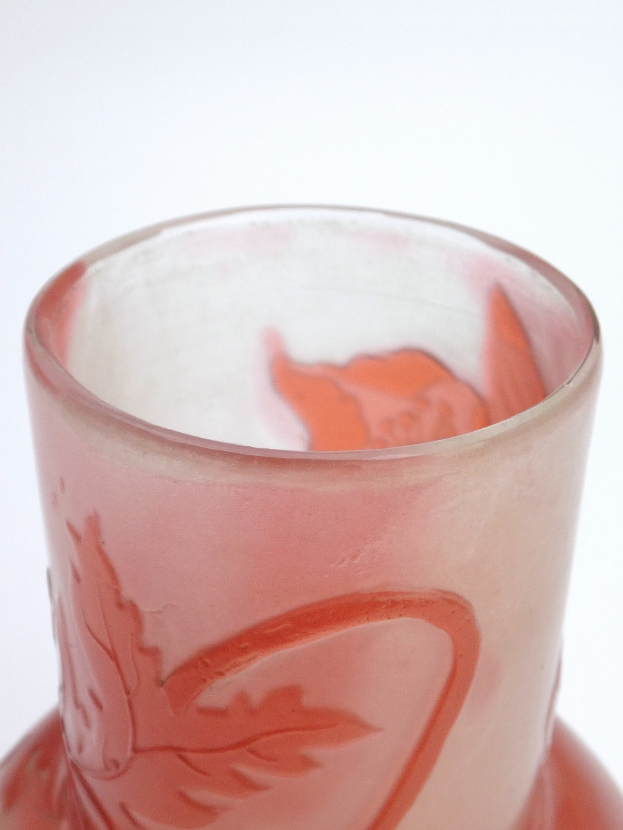 Emile Gallé (1846-1904) Cameo Vase In Pékin Glass Art Nouveau Period 1900 -photo-6