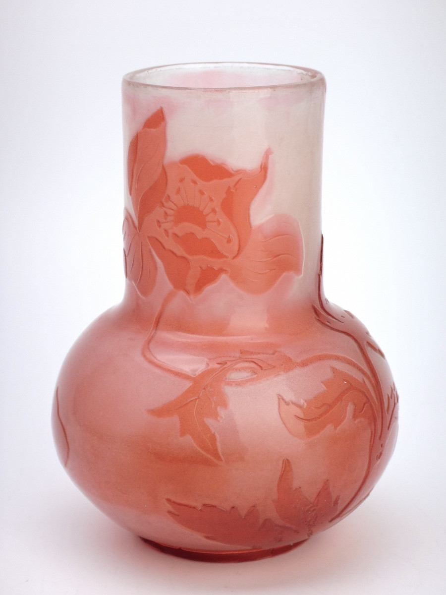 Emile Gallé (1846-1904) Cameo Vase In Pékin Glass Art Nouveau Period 1900 