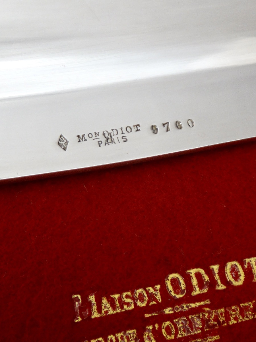 Maison ODIOT à Paris grand plat de service en Argent massif Époque Art Déco -photo-7