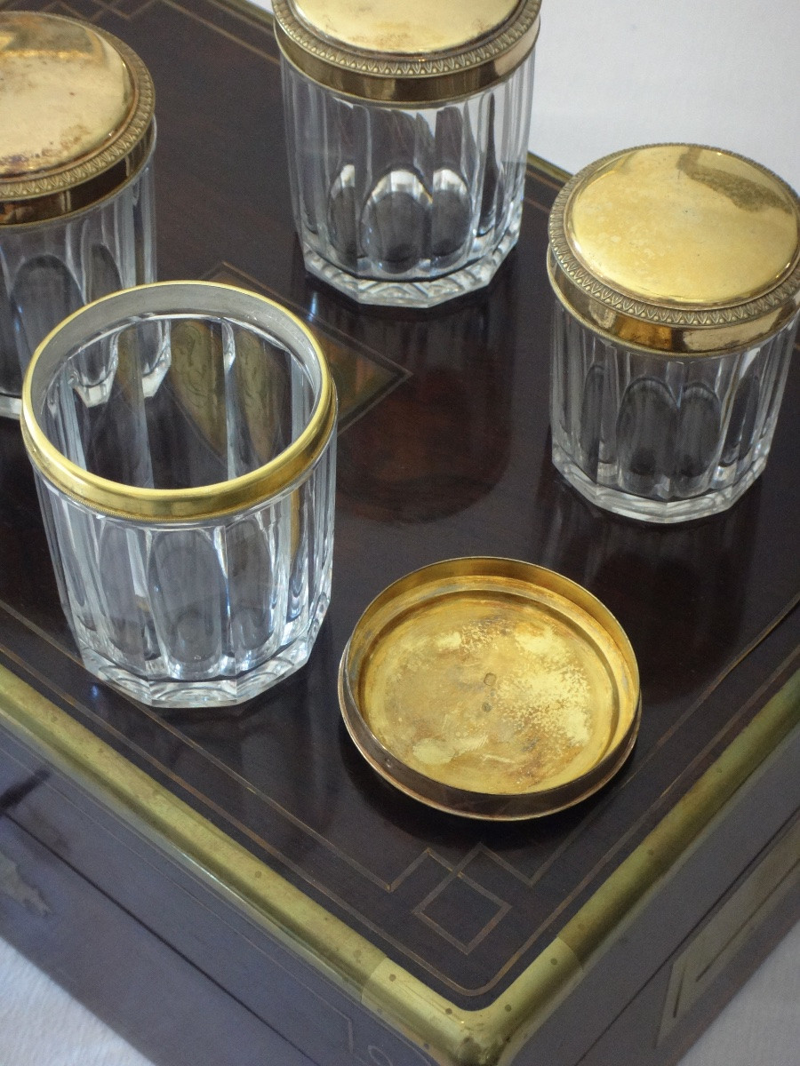 Aucoc In Paris Travel Kit With Bottles In Solid Silver And Crystal, Early 19th Century-photo-5
