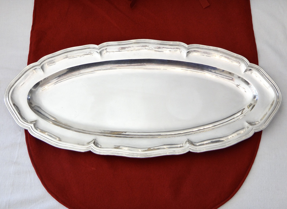 Large Sterling Silver Fish Serving Dish Known As A “torpedo” In The Louis XV Style-photo-2