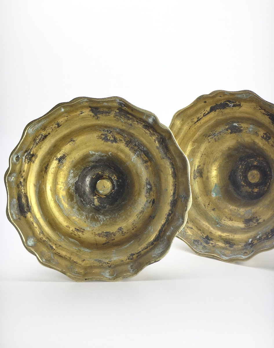 Paire de Flambeaux ou bougeoirs en Bronze époque Louis XV XVIIIe siècle-photo-8