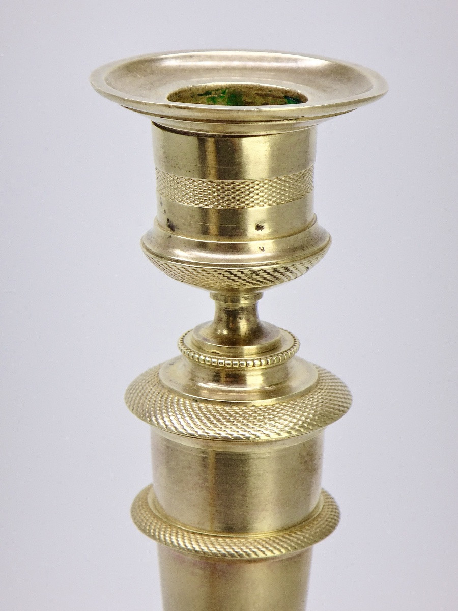 Paire de Flambeaux Bougeoirs bronze à l'Antique époque Directoire XVIIIe-photo-4