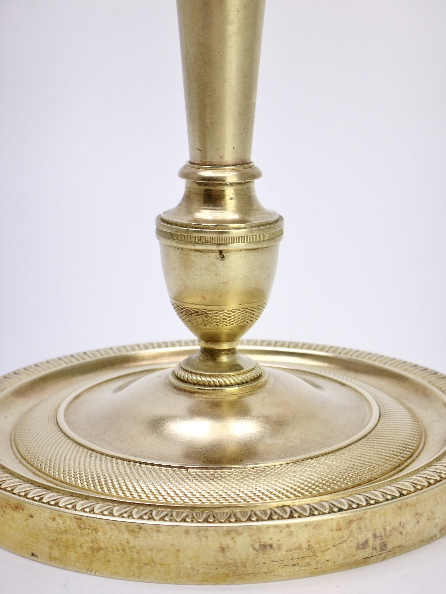 Paire de Flambeaux Bougeoirs bronze à l'Antique époque Directoire XVIIIe-photo-4
