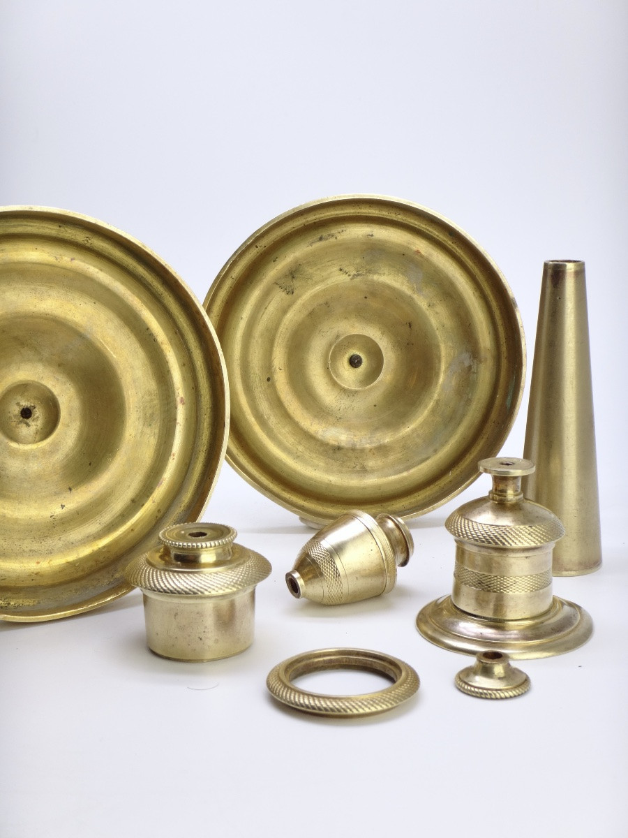 Paire de Flambeaux Bougeoirs bronze à l'Antique époque Directoire XVIIIe-photo-8