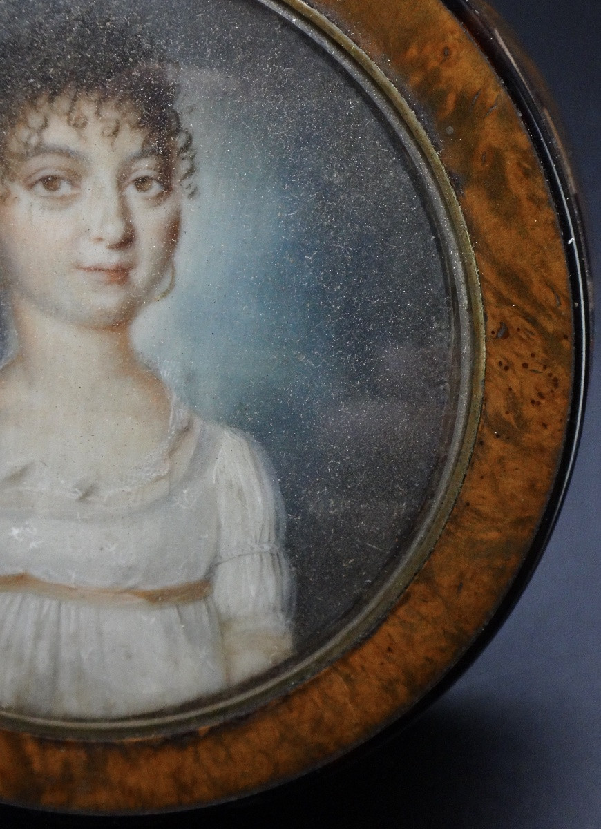 Boite à décor d'une miniature signée époque Directoire XVIIIe à restaurer-photo-4