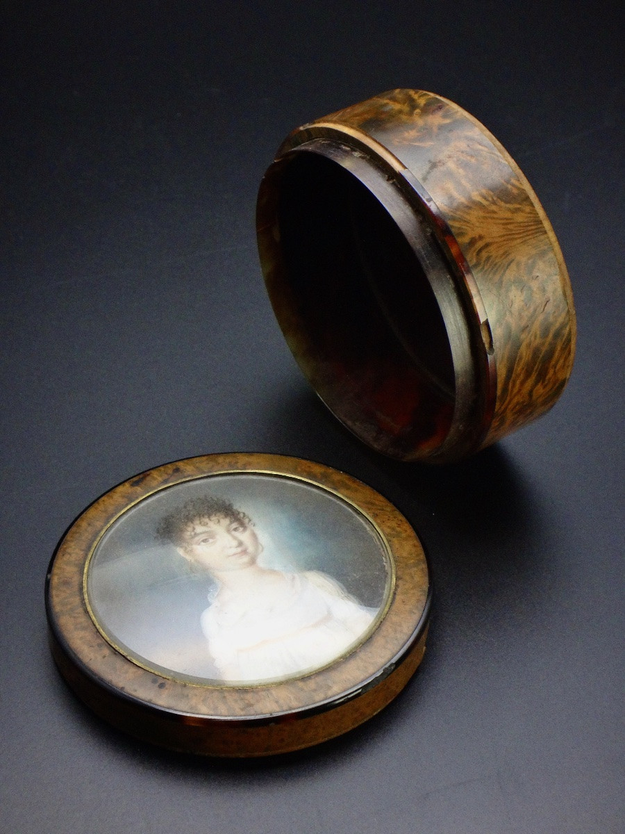 Boite à décor d'une miniature signée époque Directoire XVIIIe à restaurer-photo-6