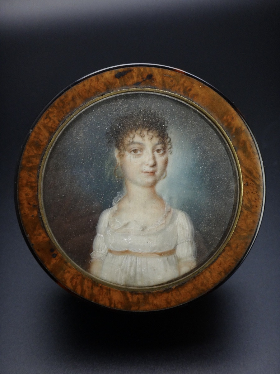 Boite à décor d'une miniature signée époque Directoire XVIIIe à restaurer-photo-8