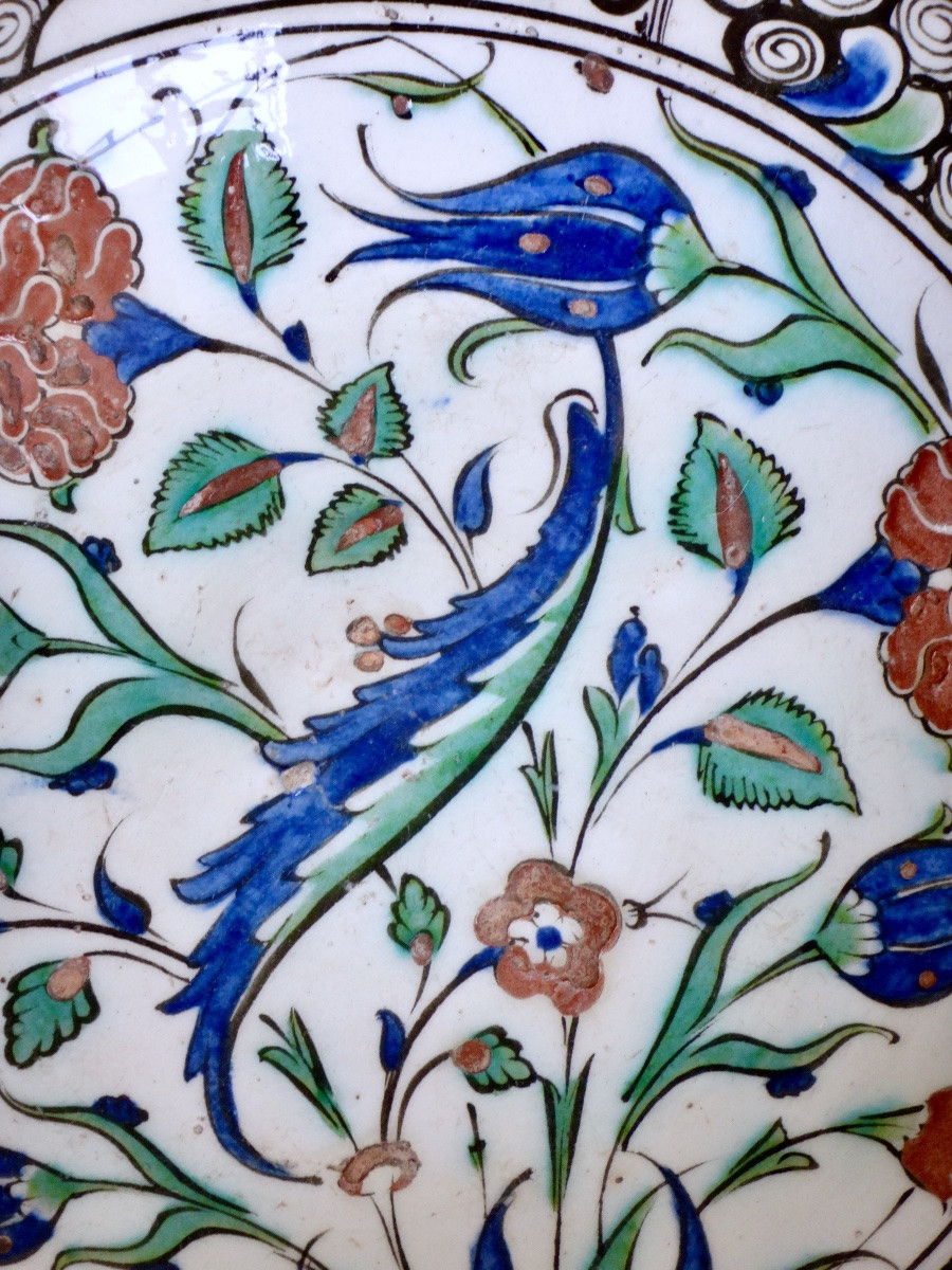 Iznik Ceramic Dish With Saz Palm - Circa 1600-photo-4