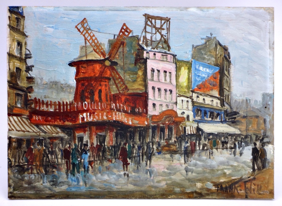 FRANK WILL (1900-1951) Huile sur bois " Le Moulin rouge à Paris "