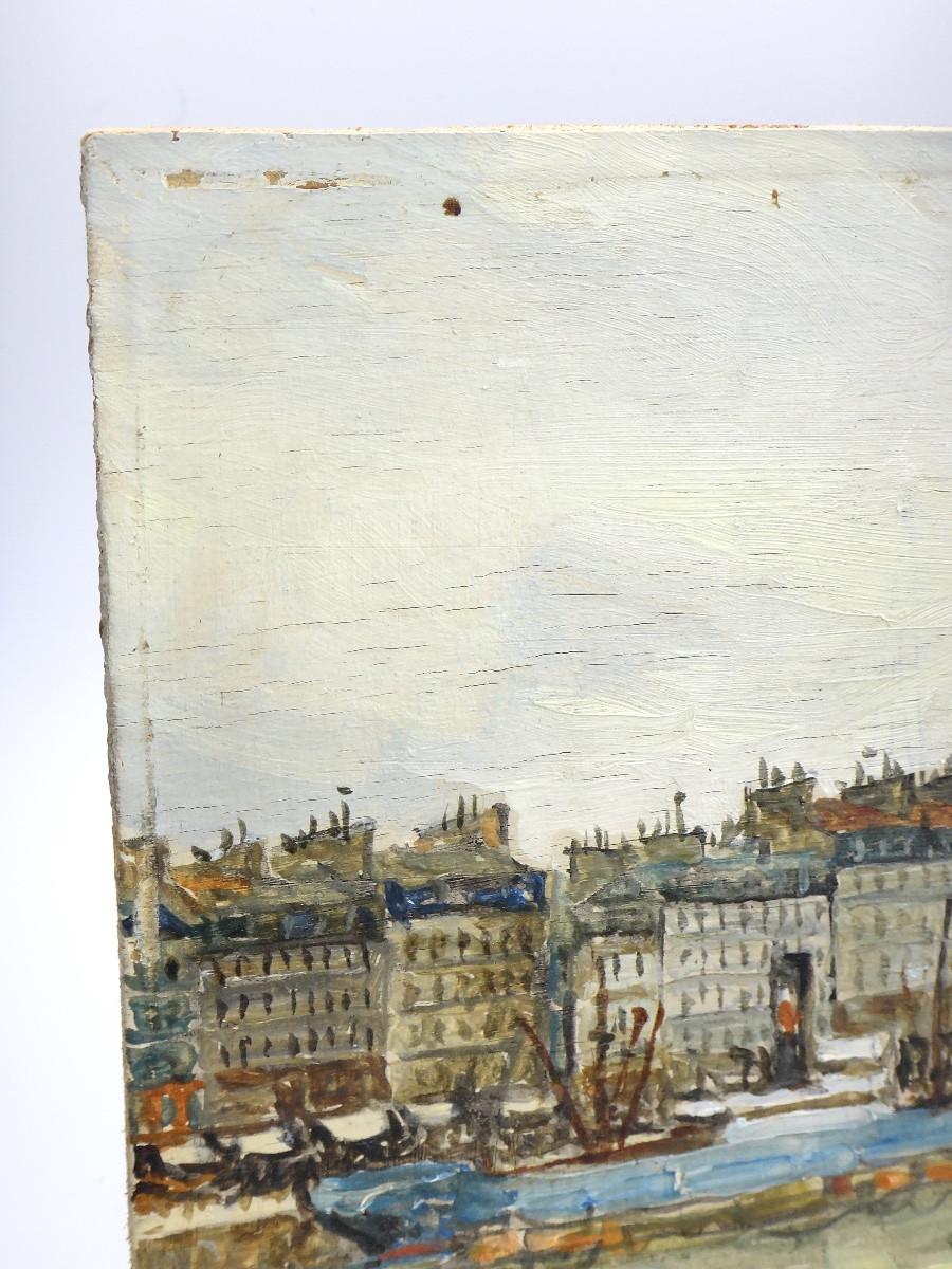 FRANK WILL (1900-1951) Huile sur bois " Le port de Rouen "-photo-7