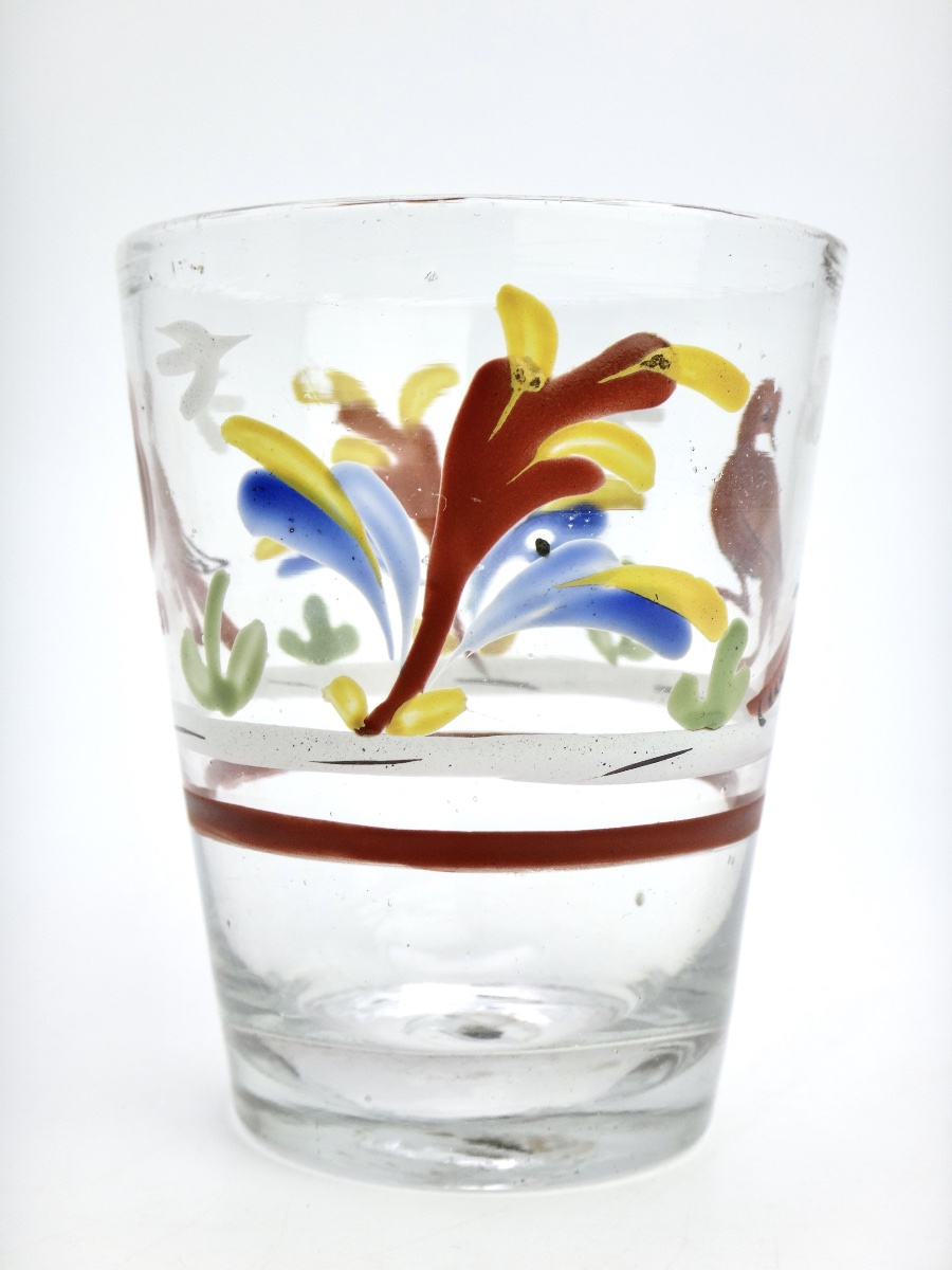 Gobelet émaillé en verre soufflé Alsace ou Suisse époque XVIIIe-photo-3