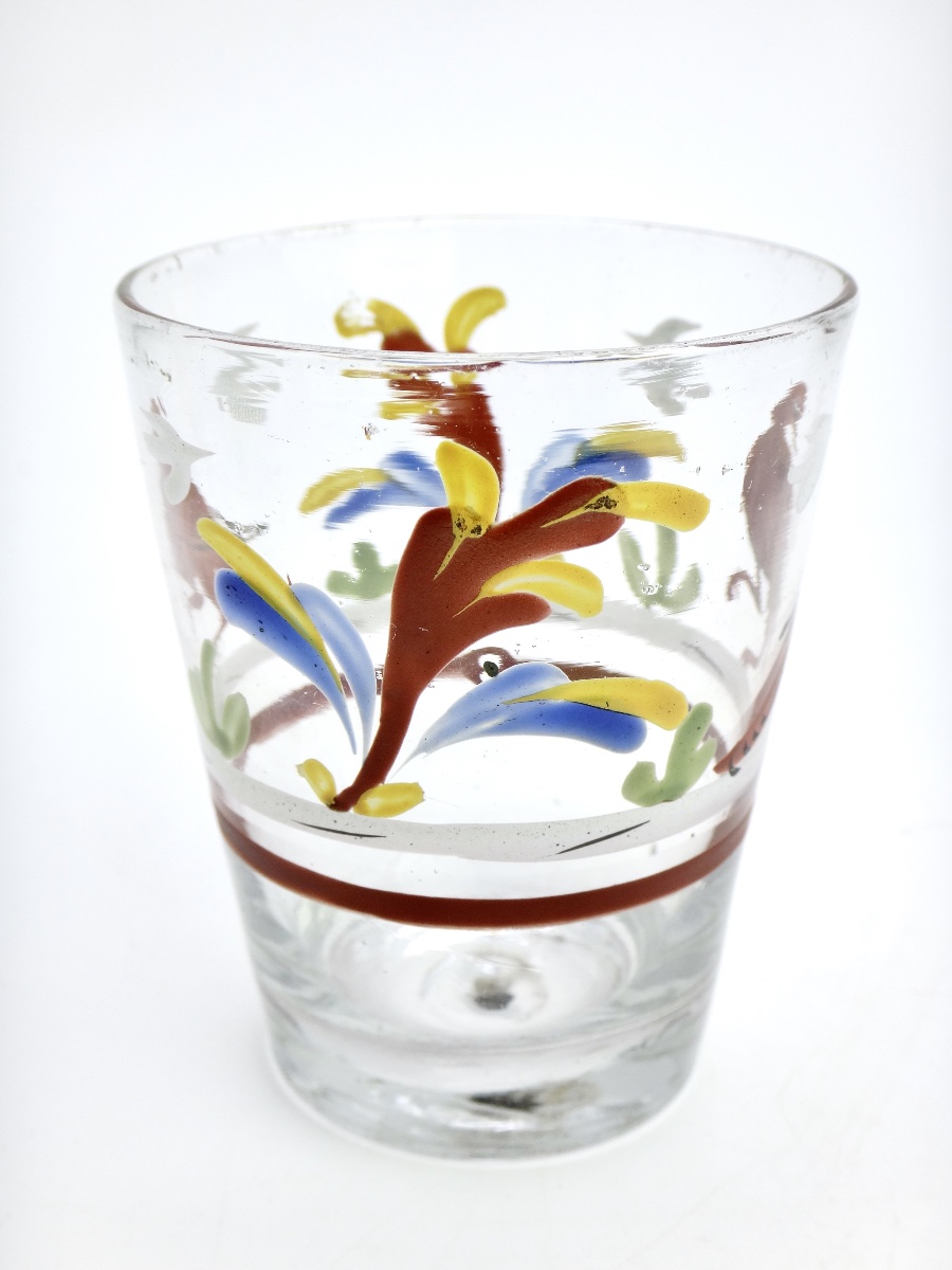 Gobelet émaillé en verre soufflé Alsace ou Suisse époque XVIIIe-photo-4
